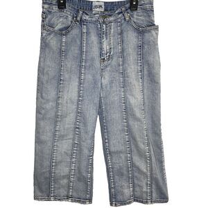 Vintage VISUAL By FEN X CHEN Jeans Y2K Wide Leg Capri Stone Wash Womens 16 Blue